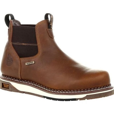 Georgia Boot Men's Waterproof Wedge Chelsea Work Boot, 13 W, Steel Toe, 5 in H, Brown, GB00353 GB00353